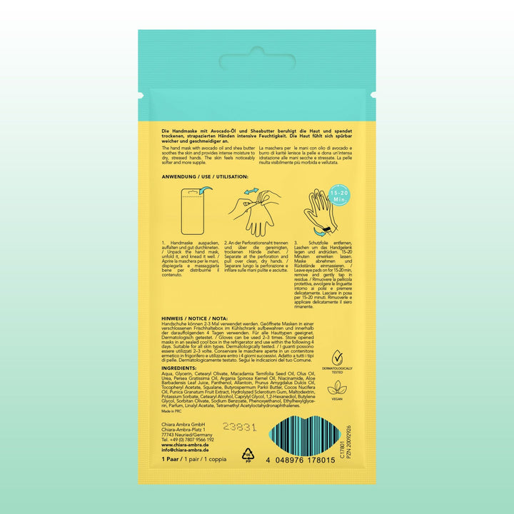 CHIARA AMBRA® HAND MASK WITH AVOCADO OIL &amp; SHEA BUTTER